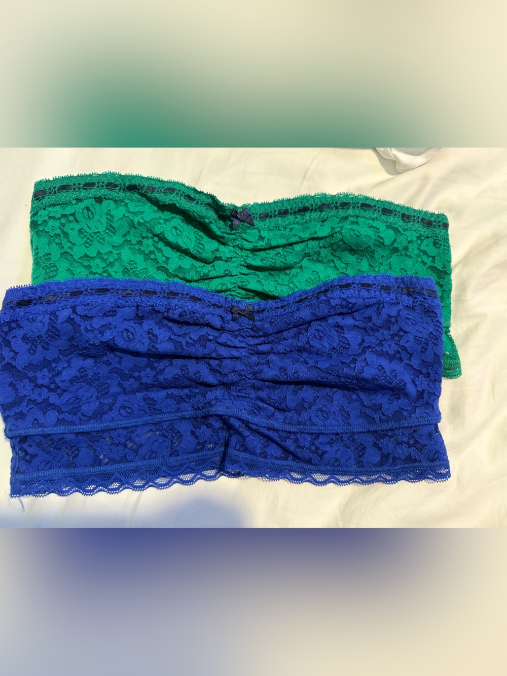 Aerie Green & Blue Lace Bandeau Bralettes - 2 Pack
